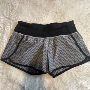 Lululemon Womens Run Times Shorts, Black Herringbone, Athletic, Athleisure, Sz 4